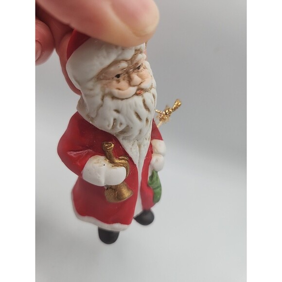 Vintage Santa Christmas Set 2 Ornaments Ardco Taiwan Porcelain 4" Holiday 1989 - Picture 15 of 15